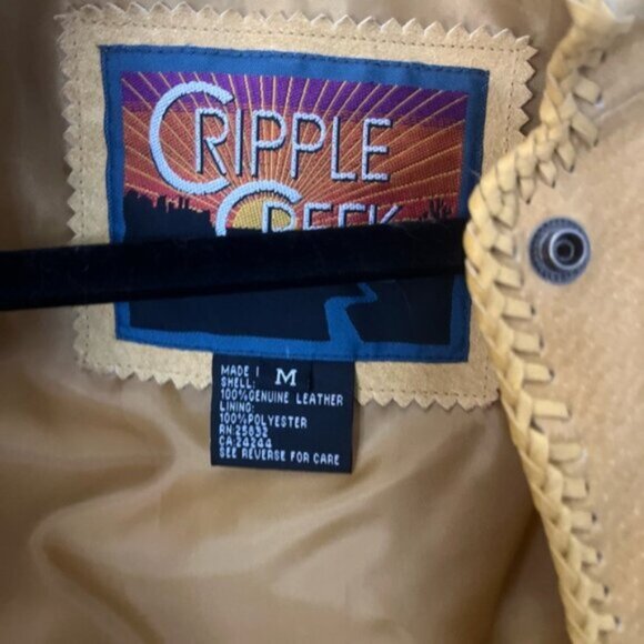 Cripple Creek 100% Leather Fringe Western Jacket M Beaded Cowgirl Rodeo Style - Picture 8 of 11